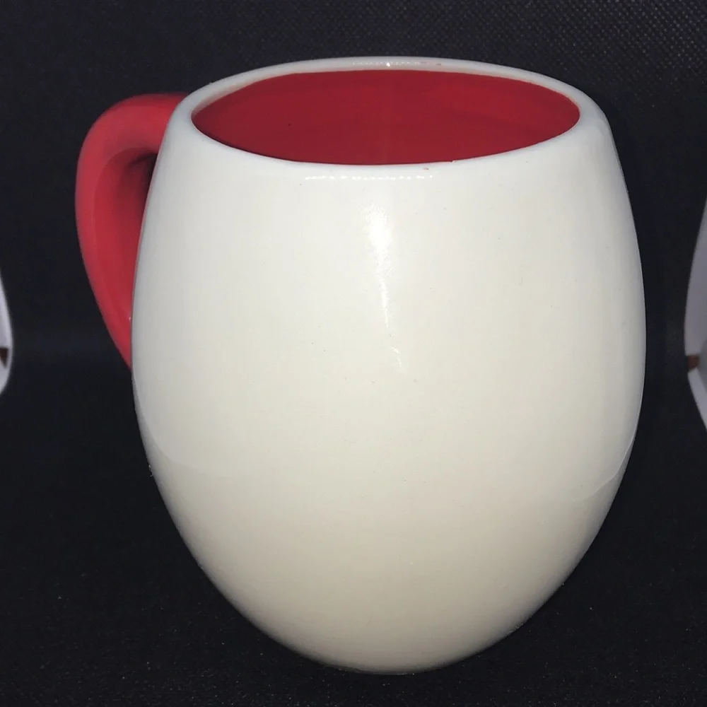 Vintage Magenta Snowman Mug Red and White